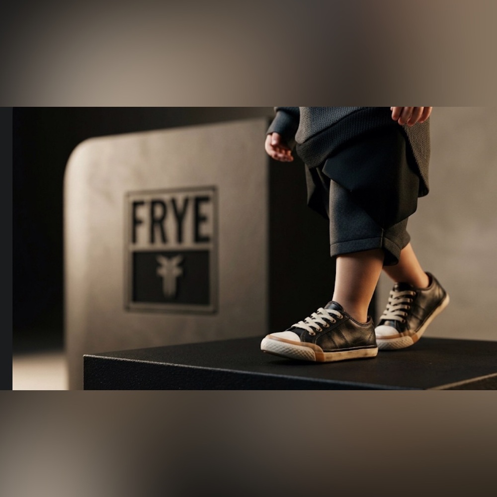 Authentic Frye factory distressed black leather sneakers sz 10 little boys